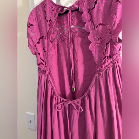 (NWOT) Free People Cutwork Tee Maxi Dress In Summer Bloom Orchid Size Small - Picture 10 of 11